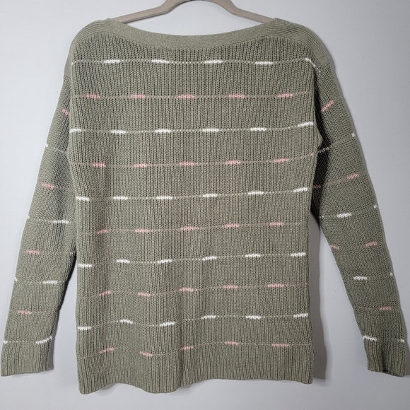 Large Sage Green Knit 100% Cotton Sweater - Picture 7 of 10